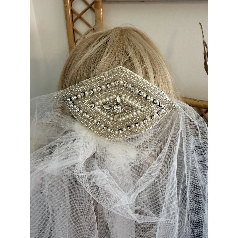 Art Deco Bridal Hair‎ Comb Crystal Pearl Beaded Wedding Headpiece Vintage 5.5